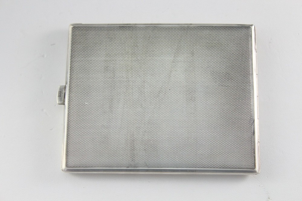 Vintage European Art Deco 800 Fine Silver Engine Turned Cigarette Case