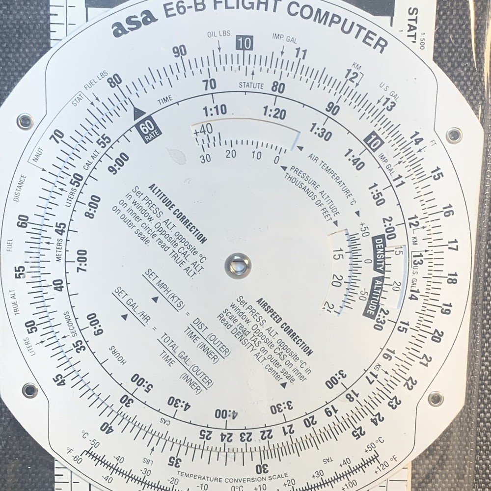 ASA Air Classics L E6-B Flight Computer Instructions & Clear Plastic Sleeve