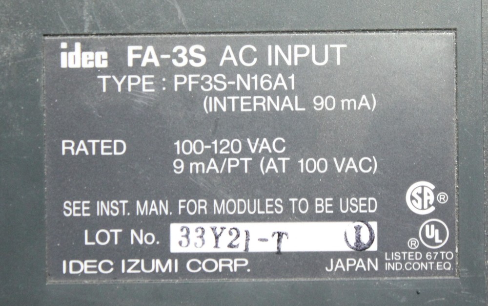 IDEC PF3S-N16A1 PLC Card Input Controller