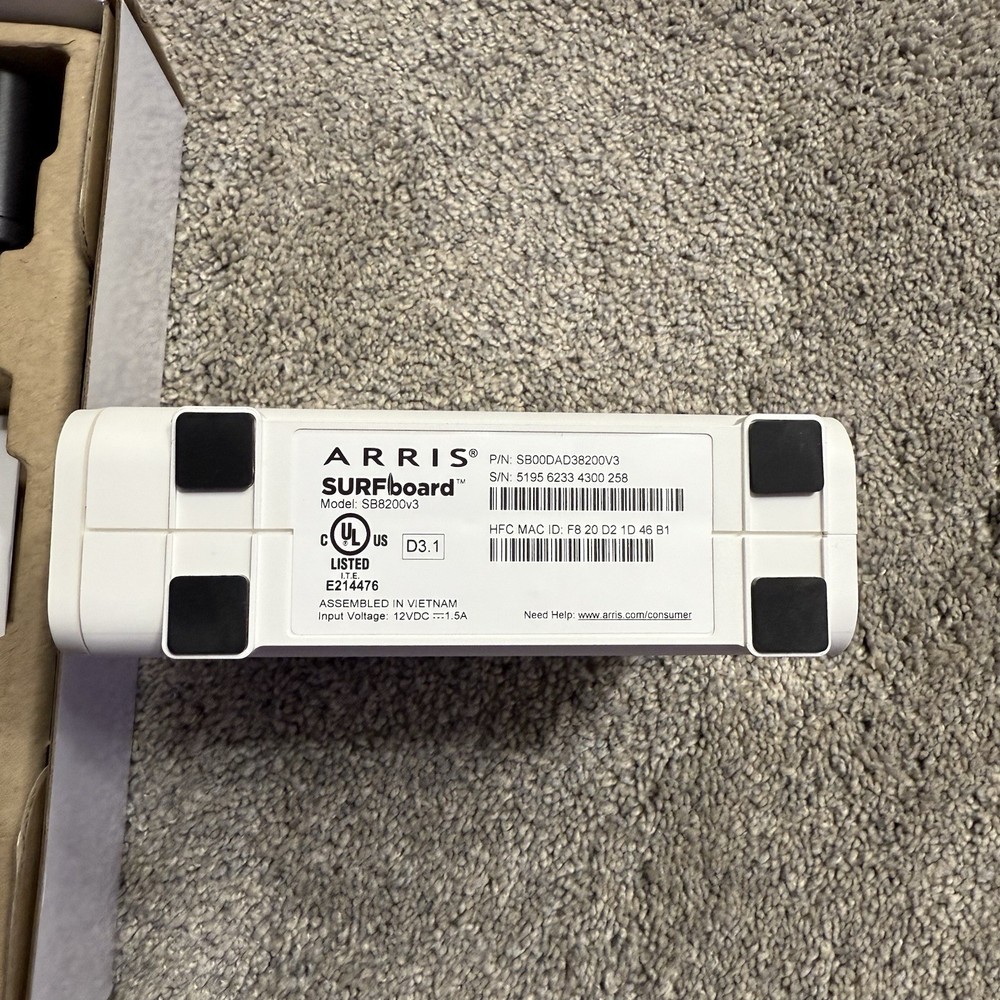 ARRIS Surfboard SB8200 Cable Modem DOCSIS 3.1 SURF White