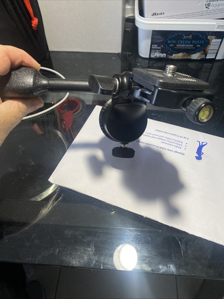 Andoer Camera Tripod Handle Head 3-Way Fluid Head with Quick Release Plate