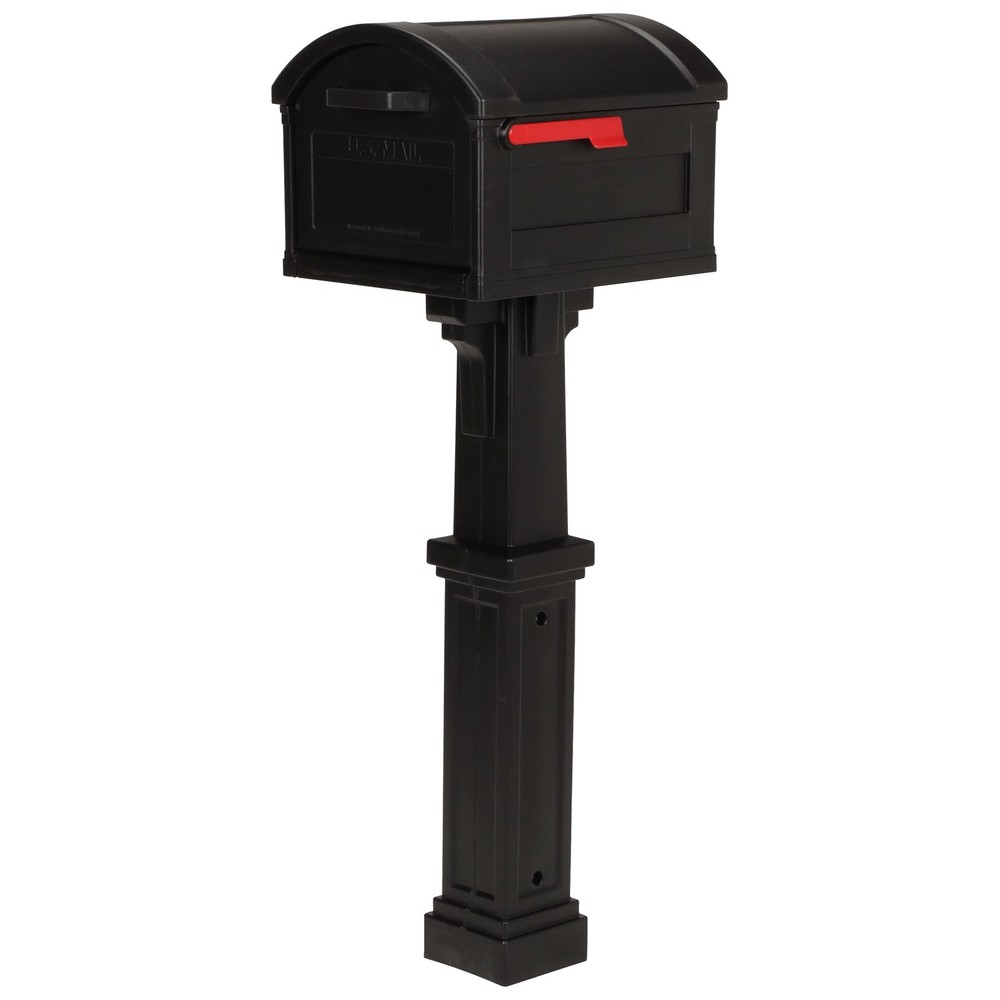 ARCHITECTURAL MAILBOXES Grand Haven Plastic, Mailbox and Post Kit, Black Extr...