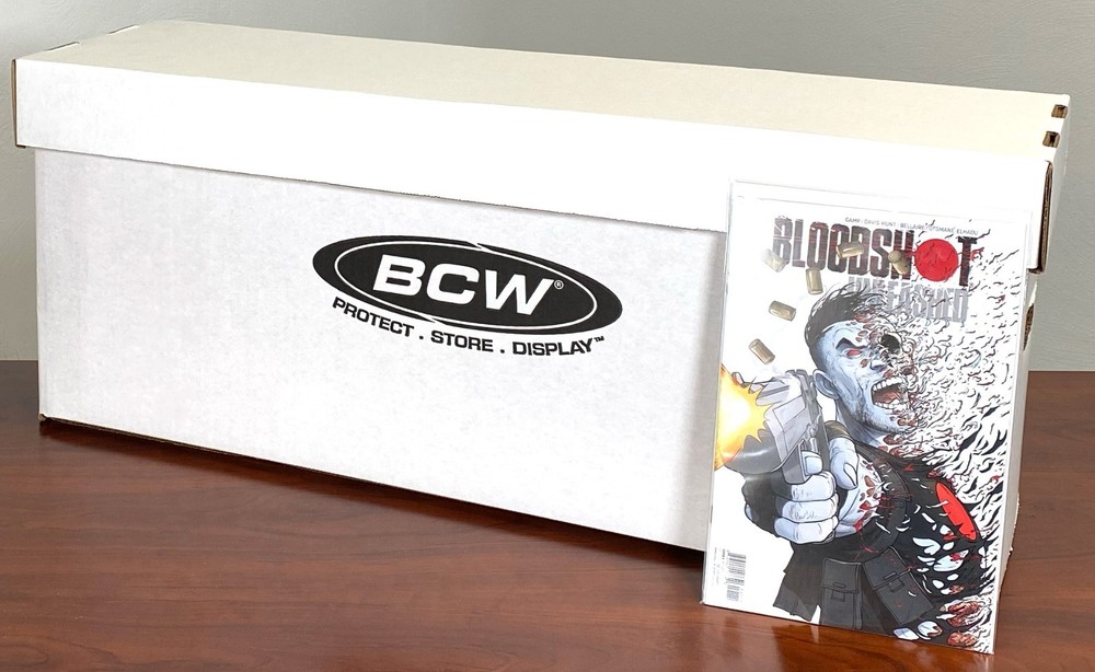 5 Long Comic Book Cardboard Storage Boxes Hold 250-300 Current /Silver + Divider