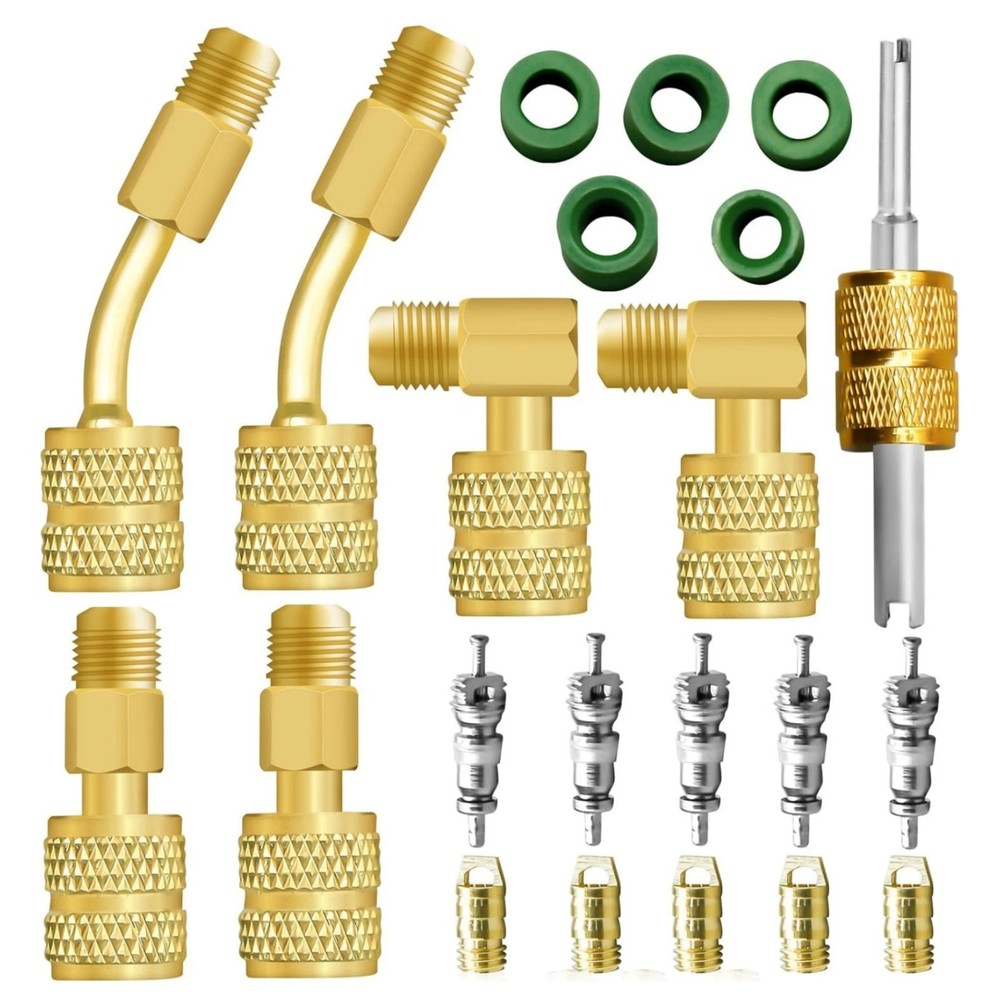 R410A Safe Adapter Kit Mini Split Adapter 5/16 To 1/4 Coupler Brass+Rubber