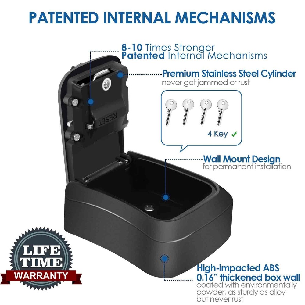 GIVERARE Lock Box, 4 Digits Combination Lockbox, 1 PACK, 1 Pack Black-S