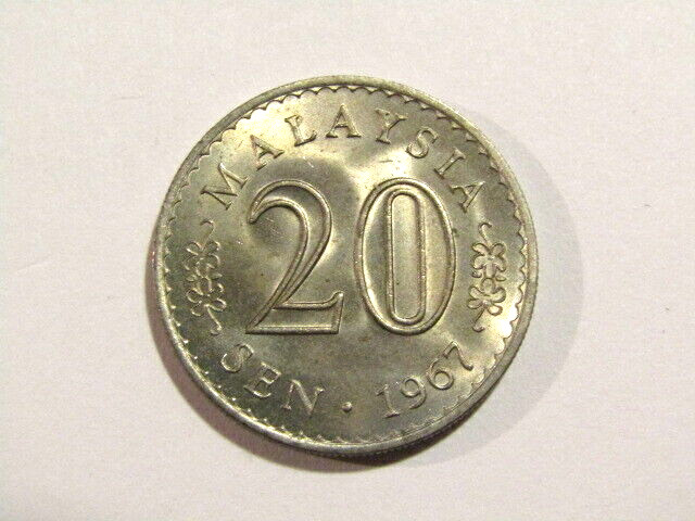 Malaysia 1967 20 Sen unc Coin
