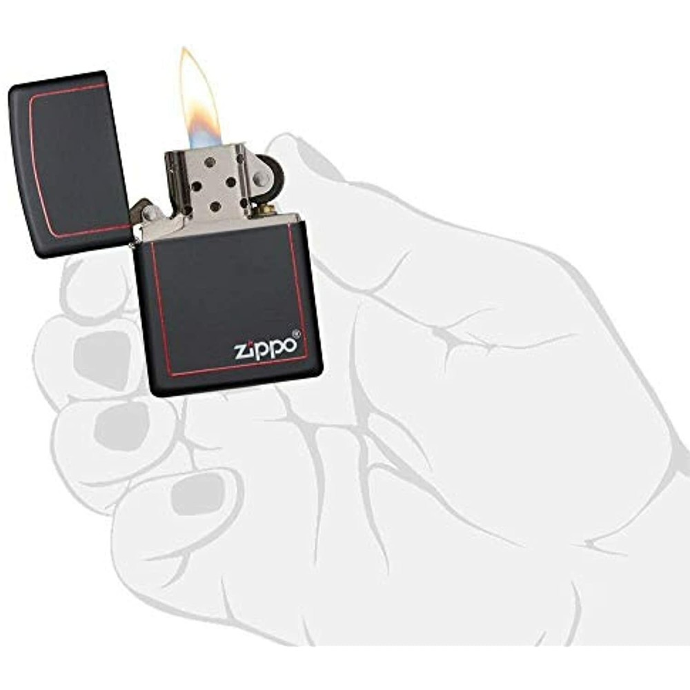 Zippo Black Matte with Red Border Pocket Lighter