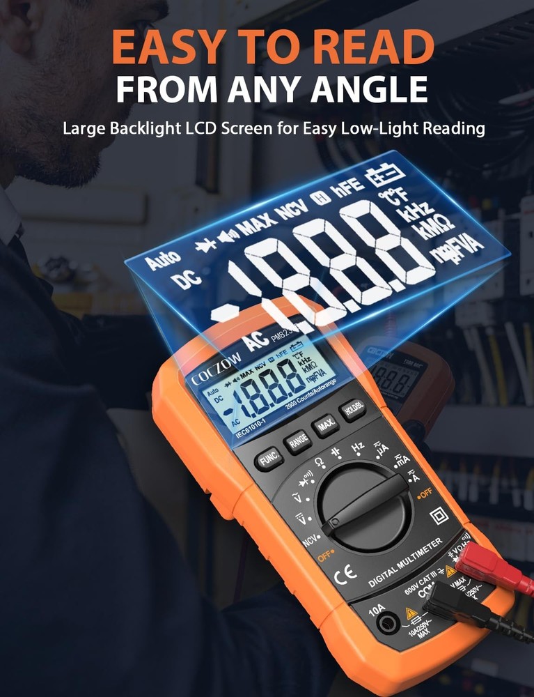 Digital Multimeter,Multimeter Tester, High Sensitivity Voltmeter Black