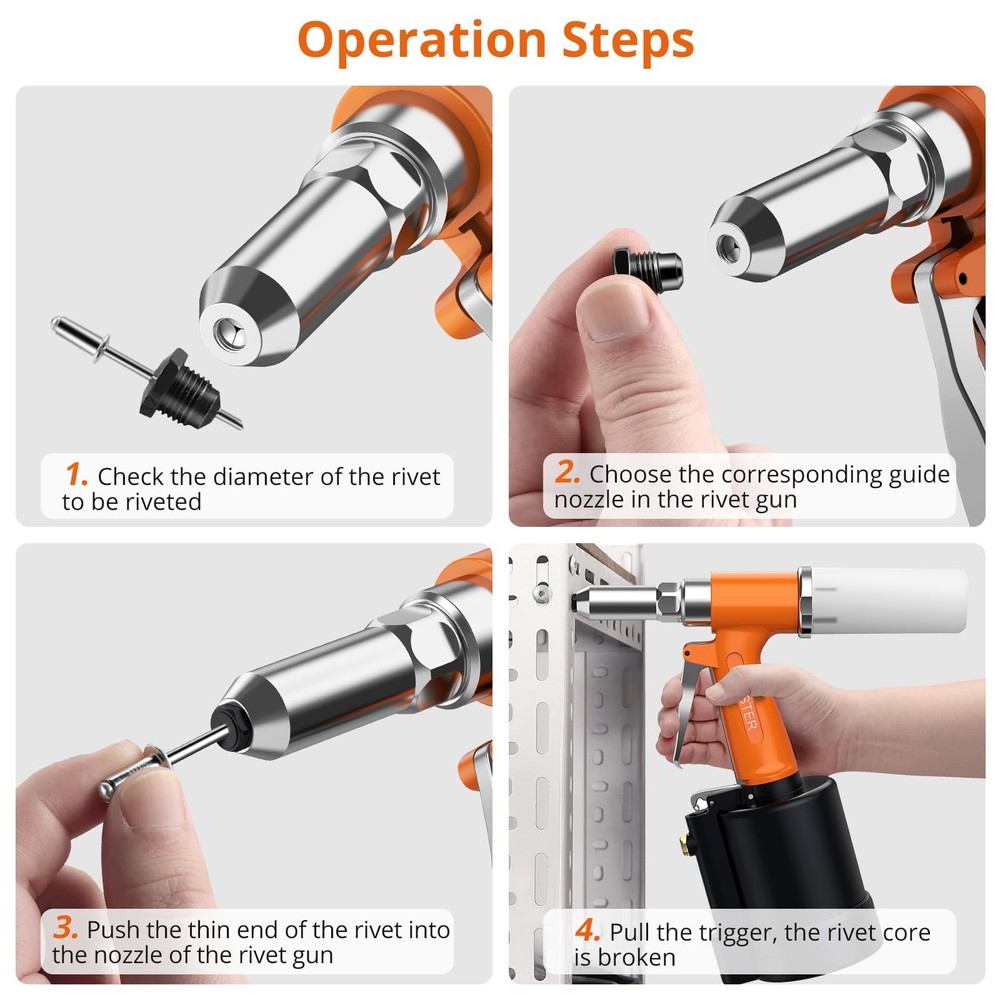 Proster Pneumatic Riveter - 3924LBF Pulling Rivet Gun,