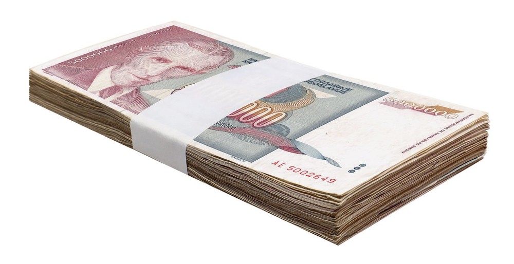 Yugoslavia 5 Million Dinara, 1993, P-121, Used X 100 PCS Bundle Pack