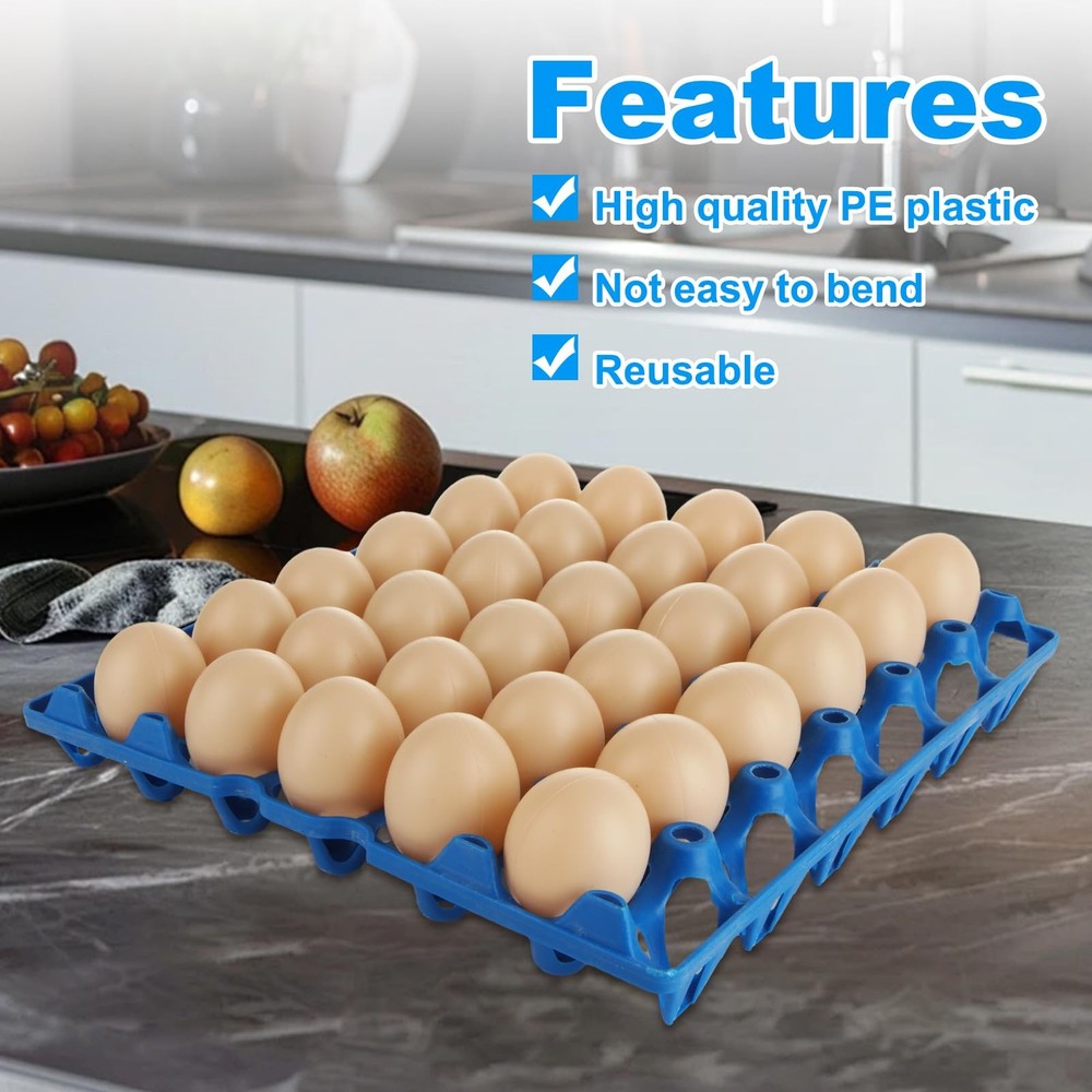 12PCS Plastic Egg Trays Egg Crates, Stackable Eggs Cartons Egg Flats, Each Ho...