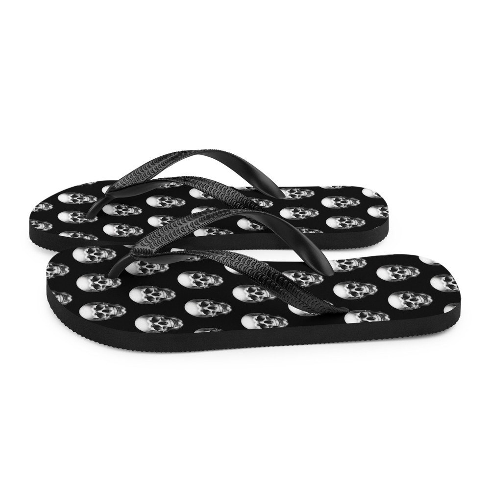 Skulls Pattern Goth Flip-Flops