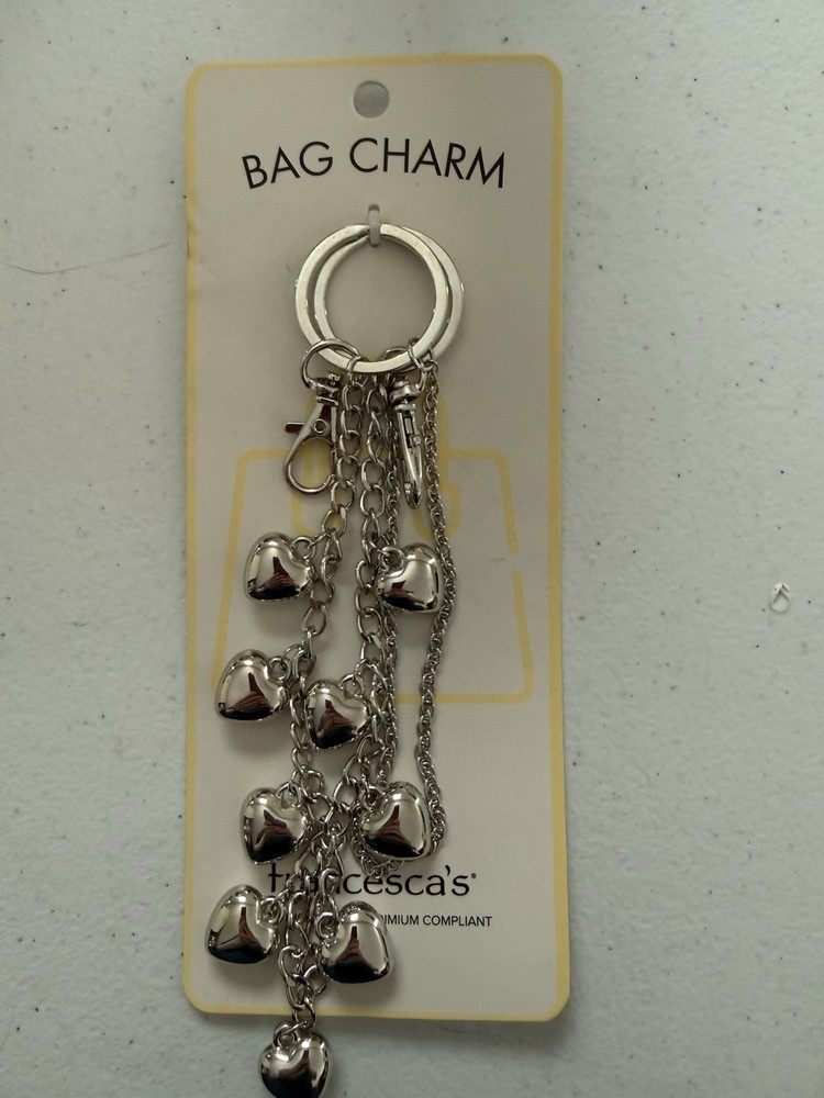 Francesca's Silver Heart Charm Women's Handbag Accessory