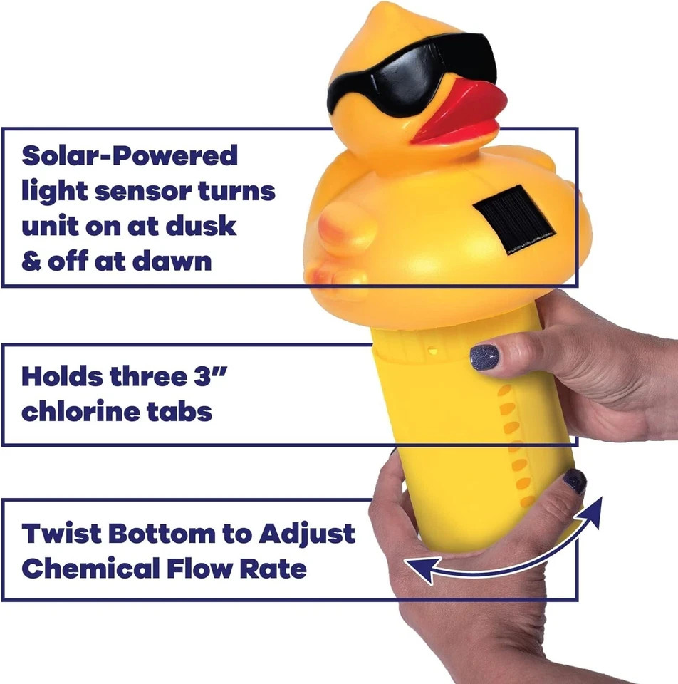 Solar Light-Up Derby Duck Pool Chlorine Dispenser – Medium Size Float