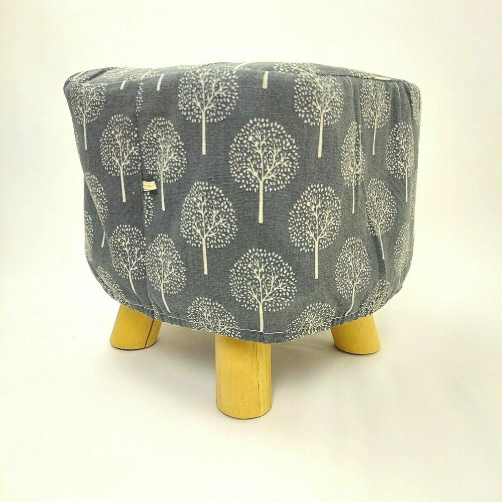 Footstool & Foldable Storage Bin Set Gray Square Stool Cushion Seat Gift