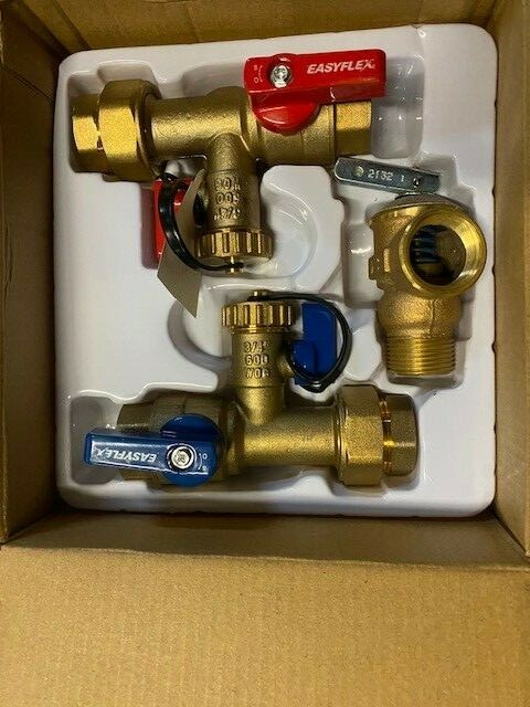 EasyFlex 3/4" Tankless Water Heater Isolation Valves Kit With Relief Valve (NEW)