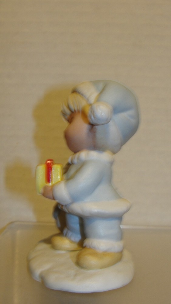 4" CERAMIC CHRISTMAS FIGURINE - BOY AND SNOWMAN -