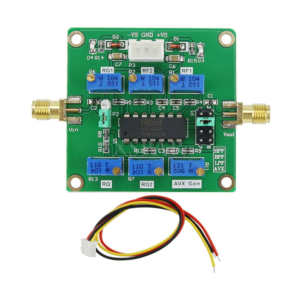 UAF42 Active Filter Adjustable Highpass/Lowpass/Bandpass Filtering Board Module