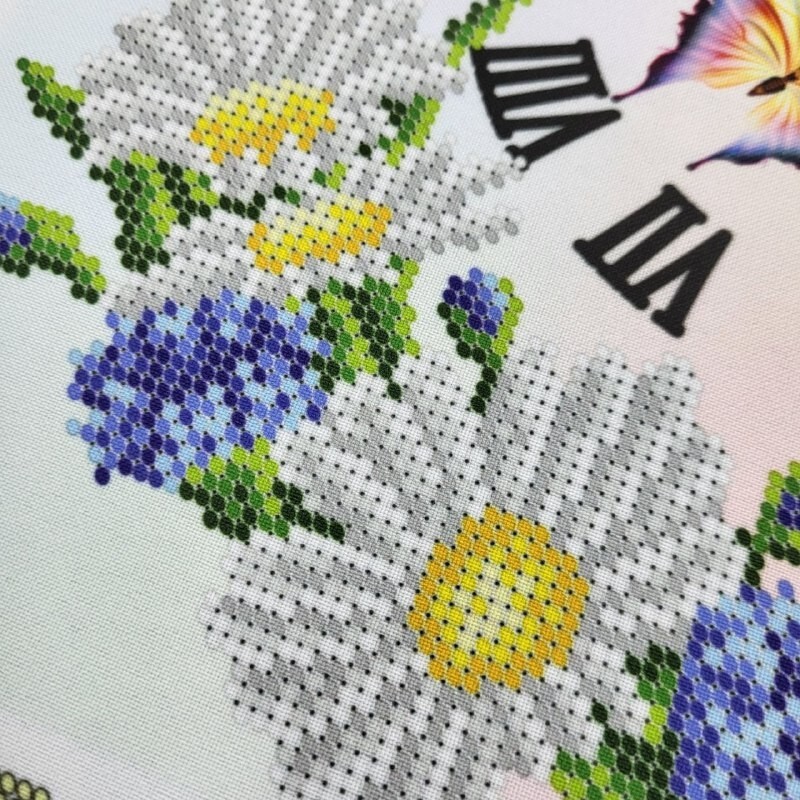 Clock Bead Embroidery Scheme on Canvas DIY Stamped Printed Pattern clock 006
