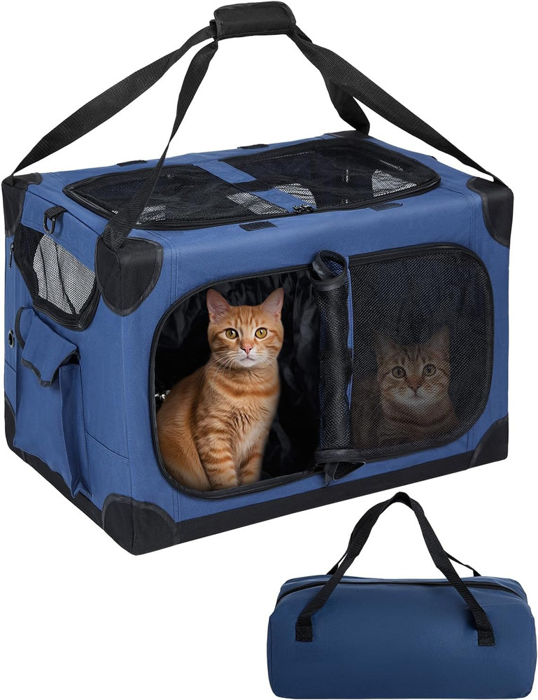 Extra Large Cat Carrier for 2 Cats, XL with Removable Divider, Foldable Soft-Sid
