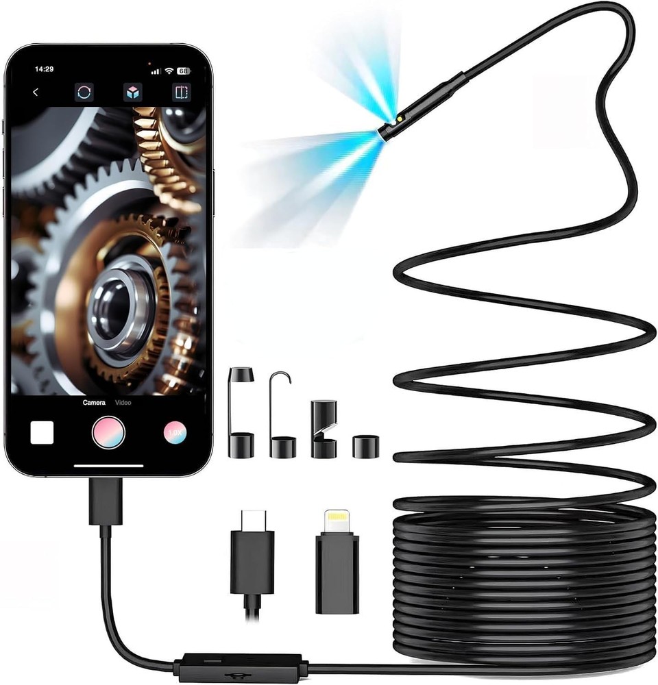 16.5ft Semi-Rigid Waterproof USB Inspections Camera for iOS & Android Devices