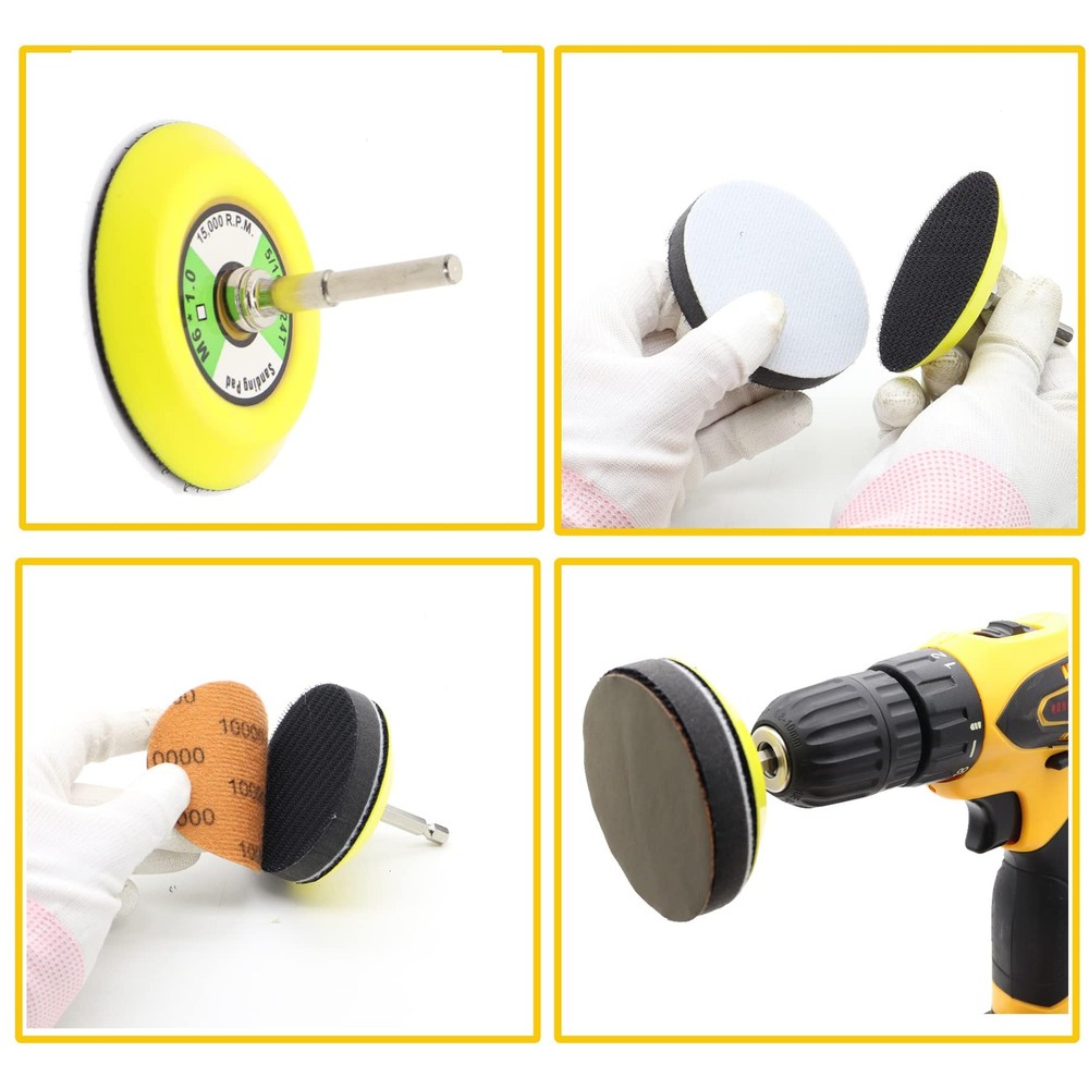 3 Inch Sanding Discs Drill Sanding Attachment Headlight Restoration Kit 60-10...