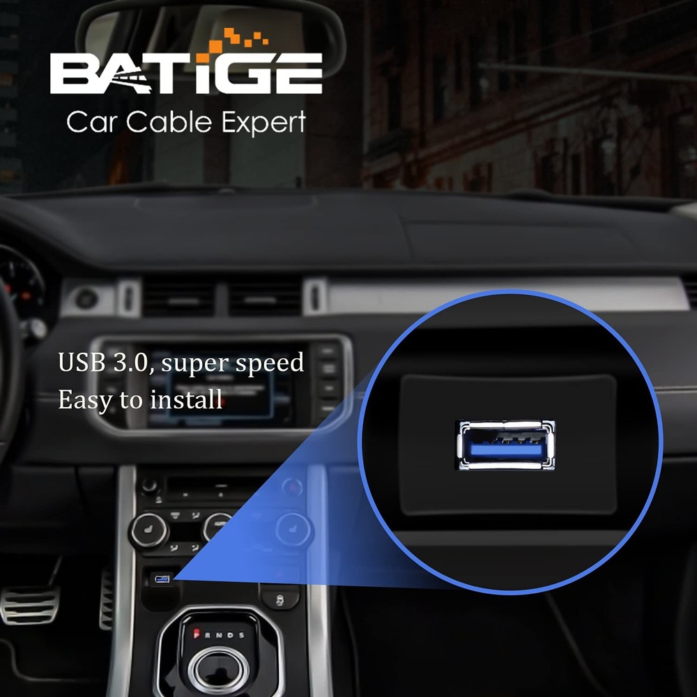 BATIGE Square Single Port USB 3.0 Panel Flush Mount Extension Cable with 3ft
