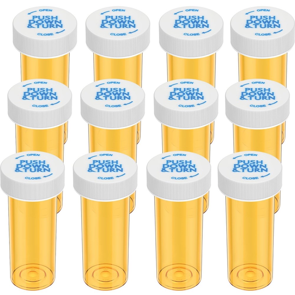 Urekt Empty Plastic Medicine Pill Bottles with 8 dram, Transparent Orange