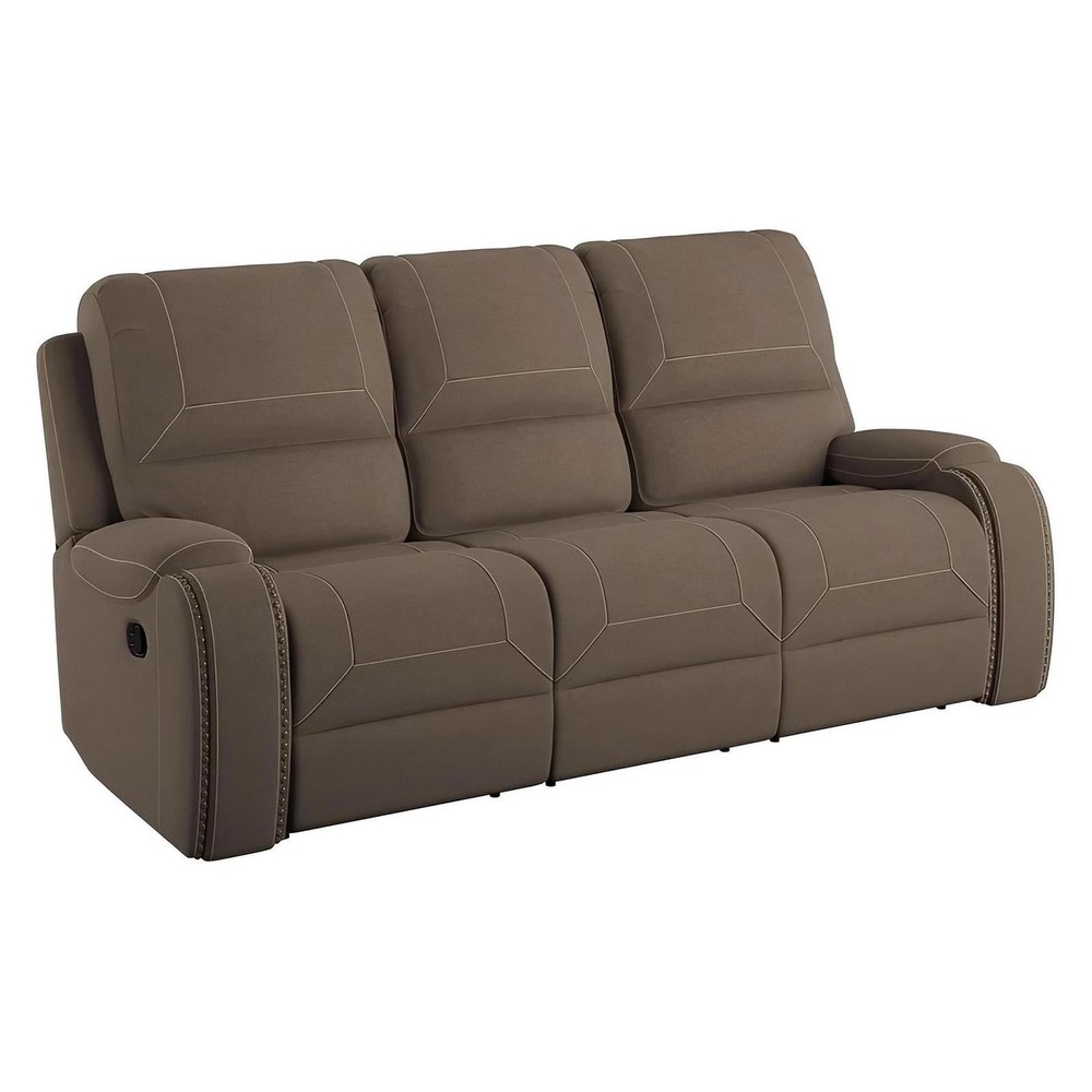MOTION SOFA W /  DROPDOWN TABLE & USB - BROWN - 2 Recliners