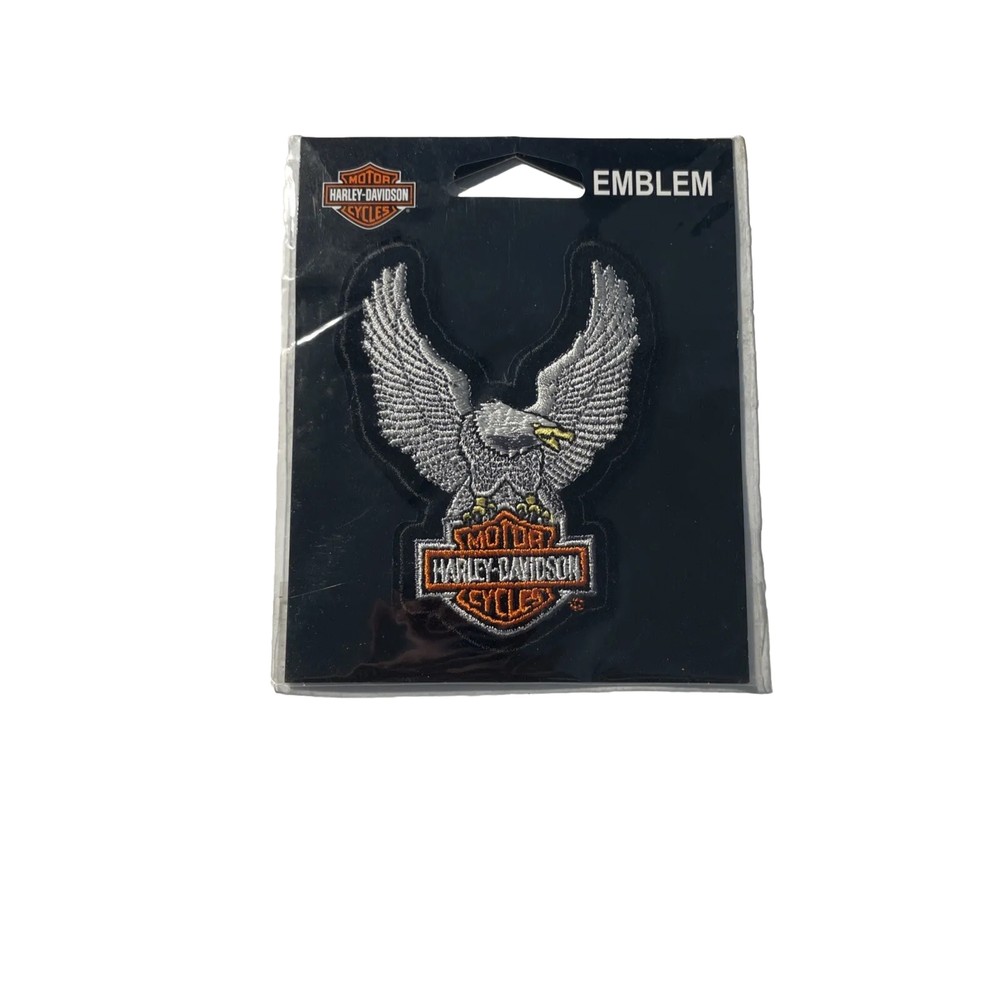 HARLEY DAVIDSON MOTORCYCLE Eagle Winged Large Silver Patch Emblem EB328064