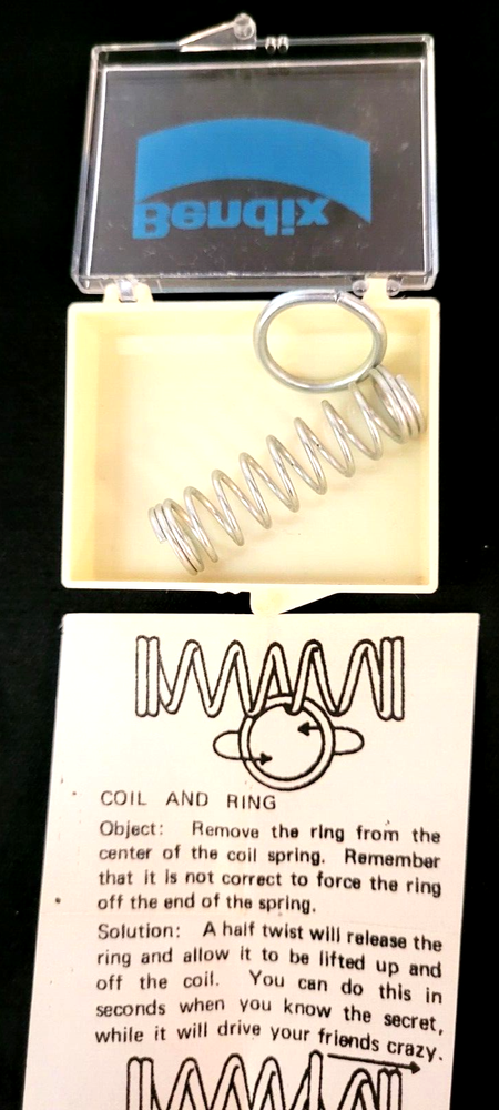 Vtg Bendix Advertising Mind Bender Brain Teaser Coil & Spring Set