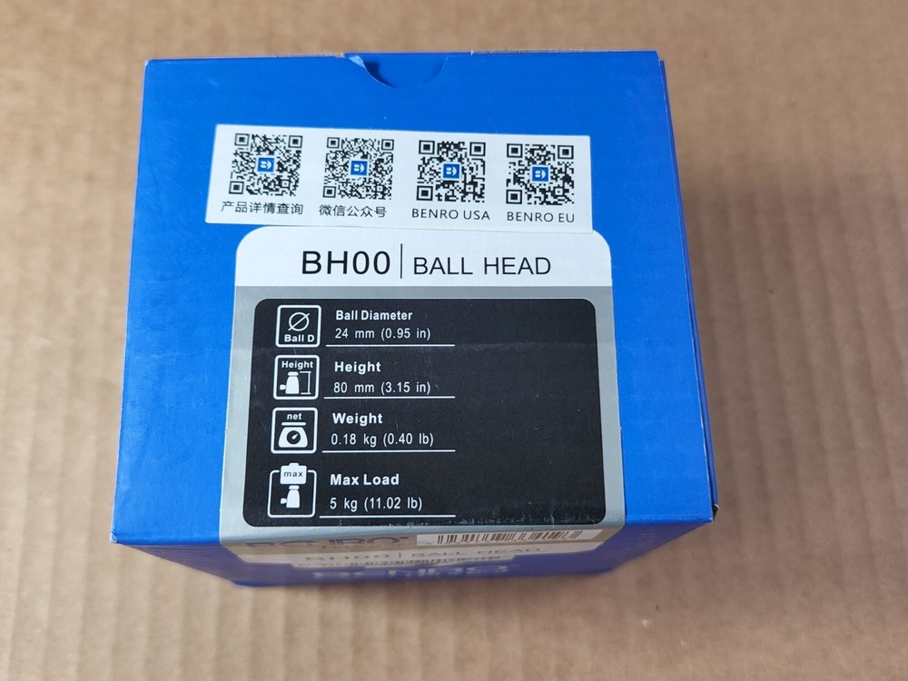 NEW Benro BH00 Standard Size Ballhead Single One-Touch w/ Quick Release