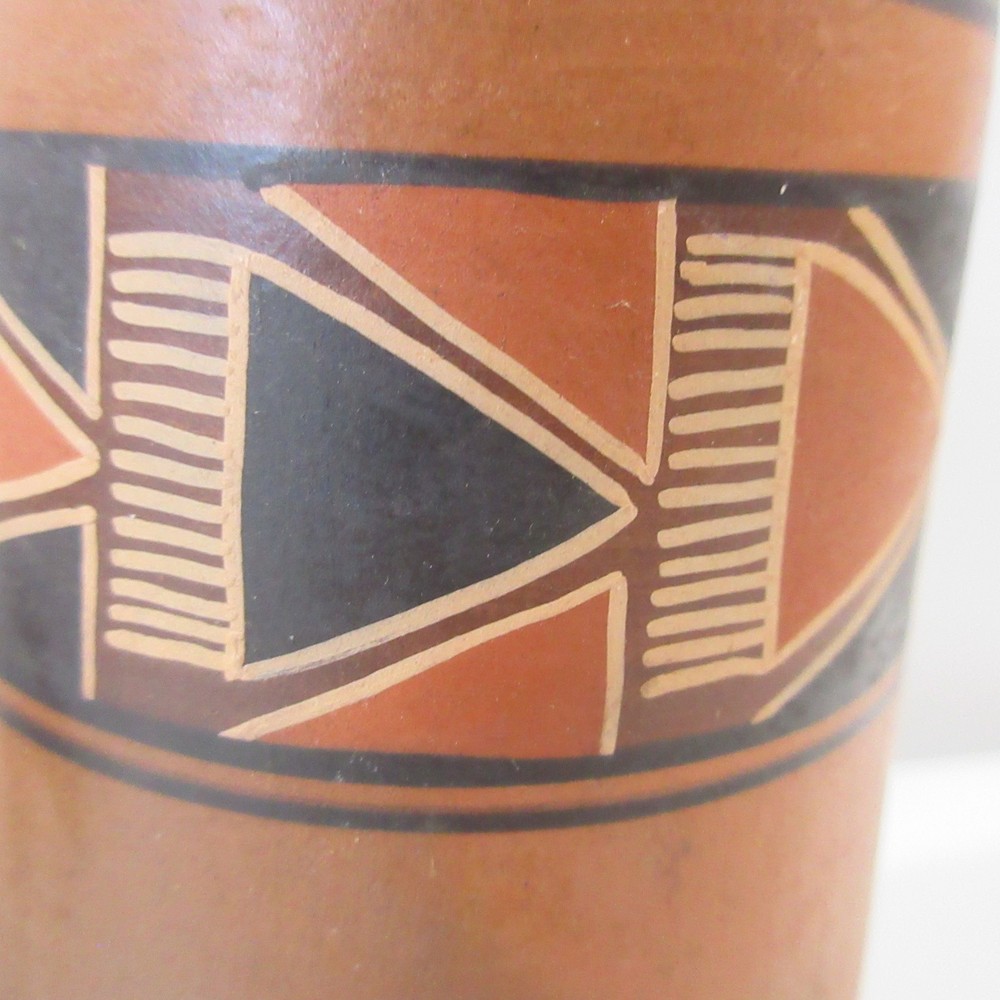 Peruvian Red Clay Earthenware Vessels Drinking Cup Vase Handmade Hand painted