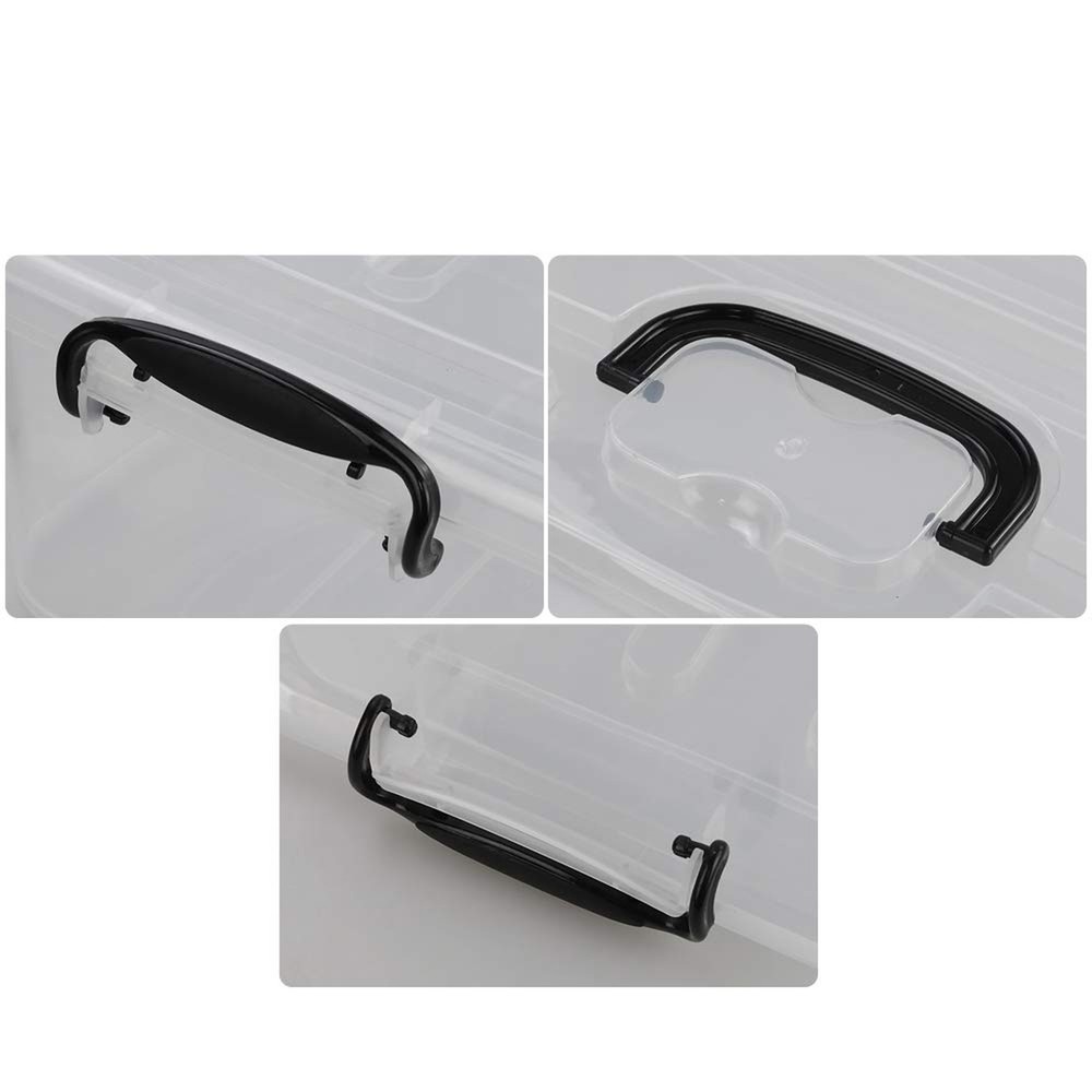 8 L Plastic Storage Boxes, Clear Storage Bin with Black Handle, 2-Pack 8 L