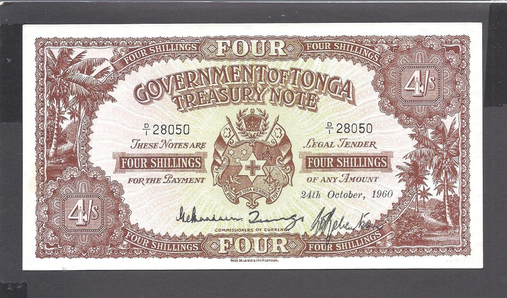 Tonga p-9d , AUNC, 4 Shillings, 1960