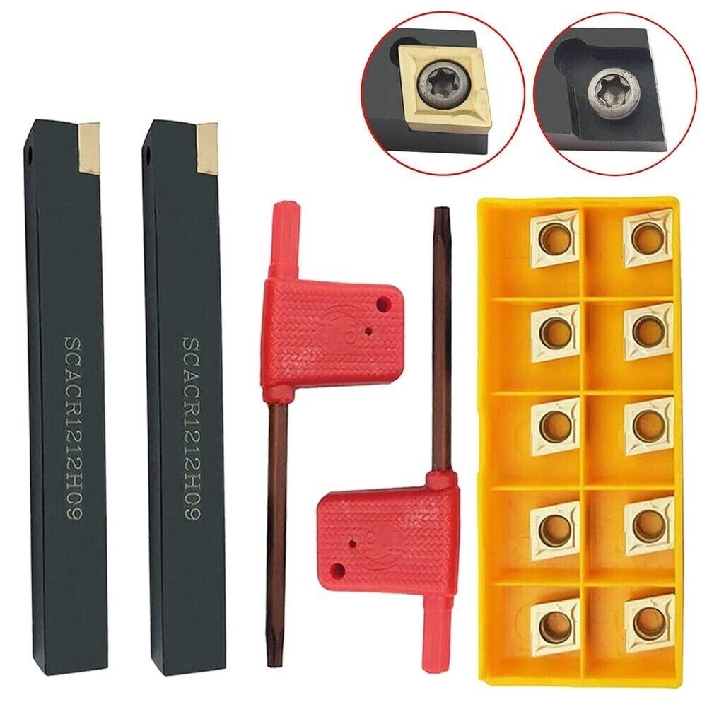 1/2" Shanks Carbide Indexable Turning Tool Lathe Tool Insert Holder Bit Set 2Pcs