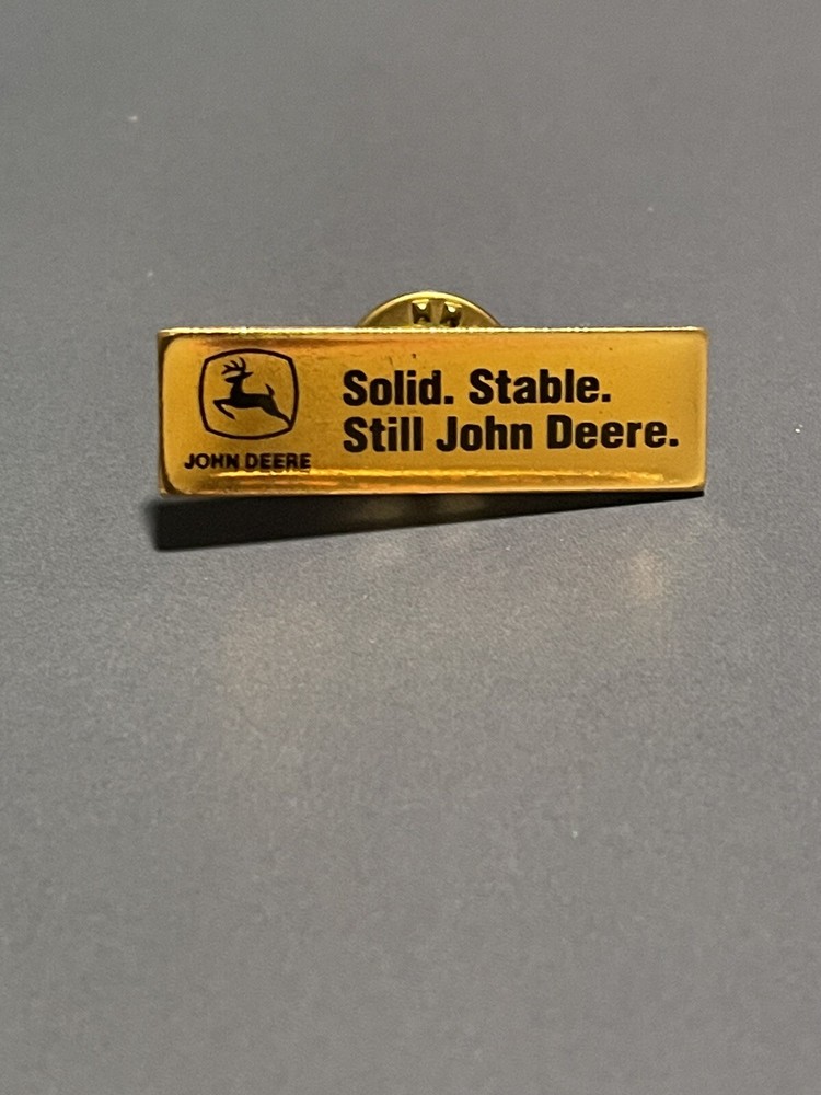 Vtg 80s 90s JOHN DEERE Tractor Solid Stable Still Employee Lapel Hat Pin Gift  C