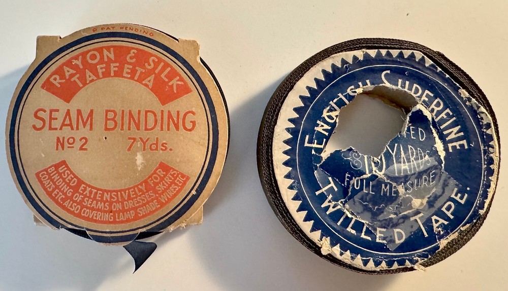 2 Vintage Seam Binding Twilled Tape