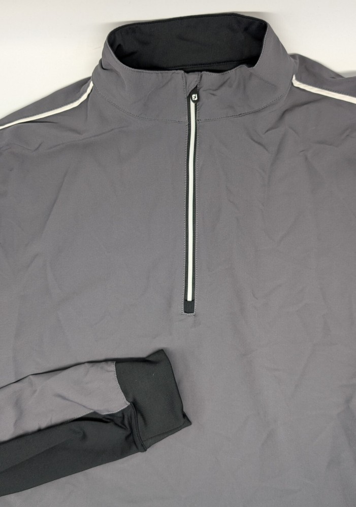 FootJoy Golf Quarter Zip Performance Pullover Medium Men's Gray Black Active