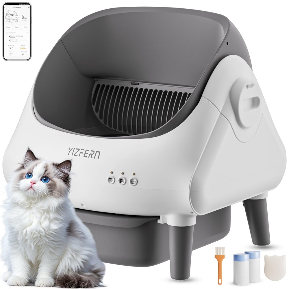 YIZFERN SELF CLEANING LITTER BOX FOR MULTIPLE CATS AUTOMATIC CAT LITTER BOX