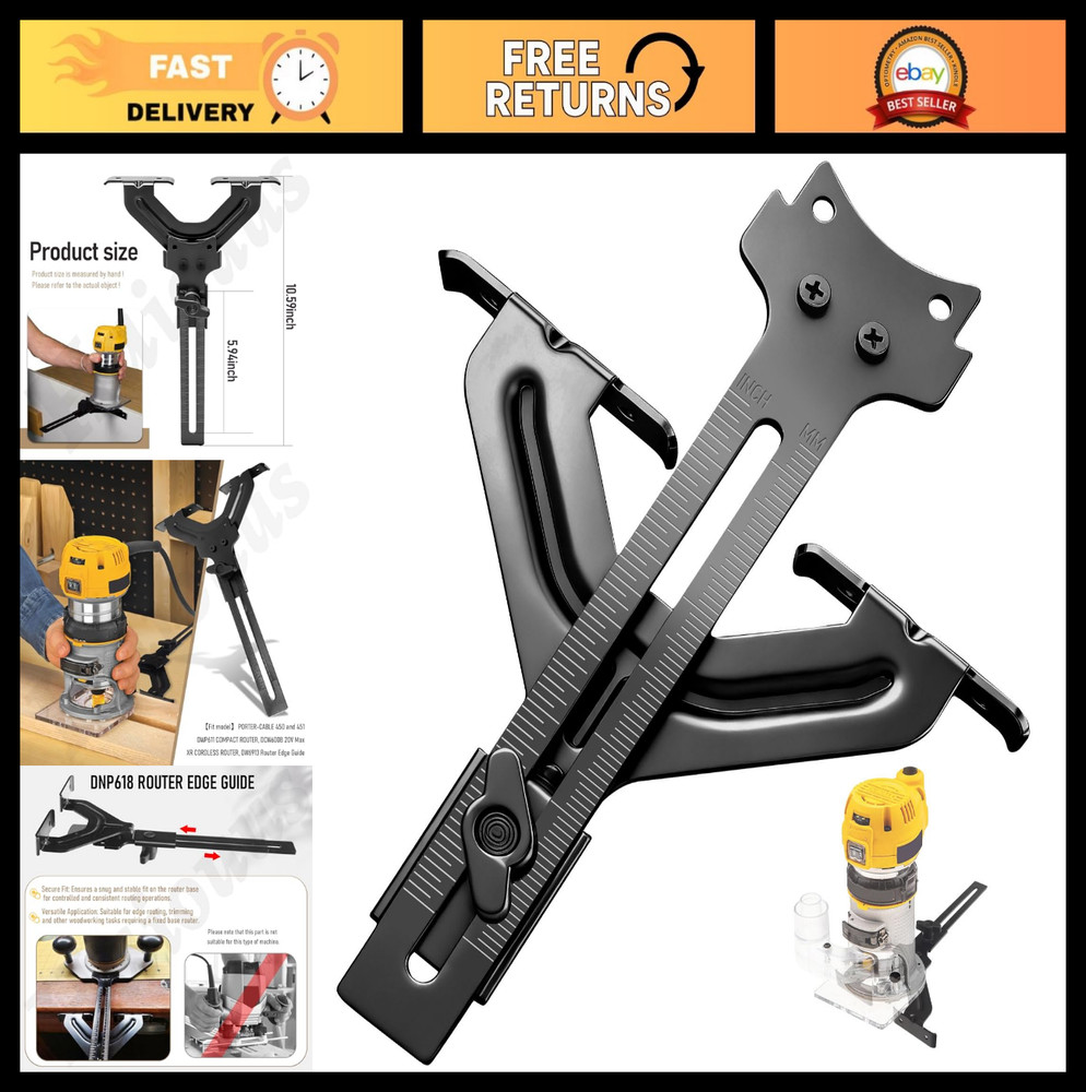 Adjustable Edge Guide for Compact Router - Fits DEWALT DWP611, PORTER-CABLE 450/