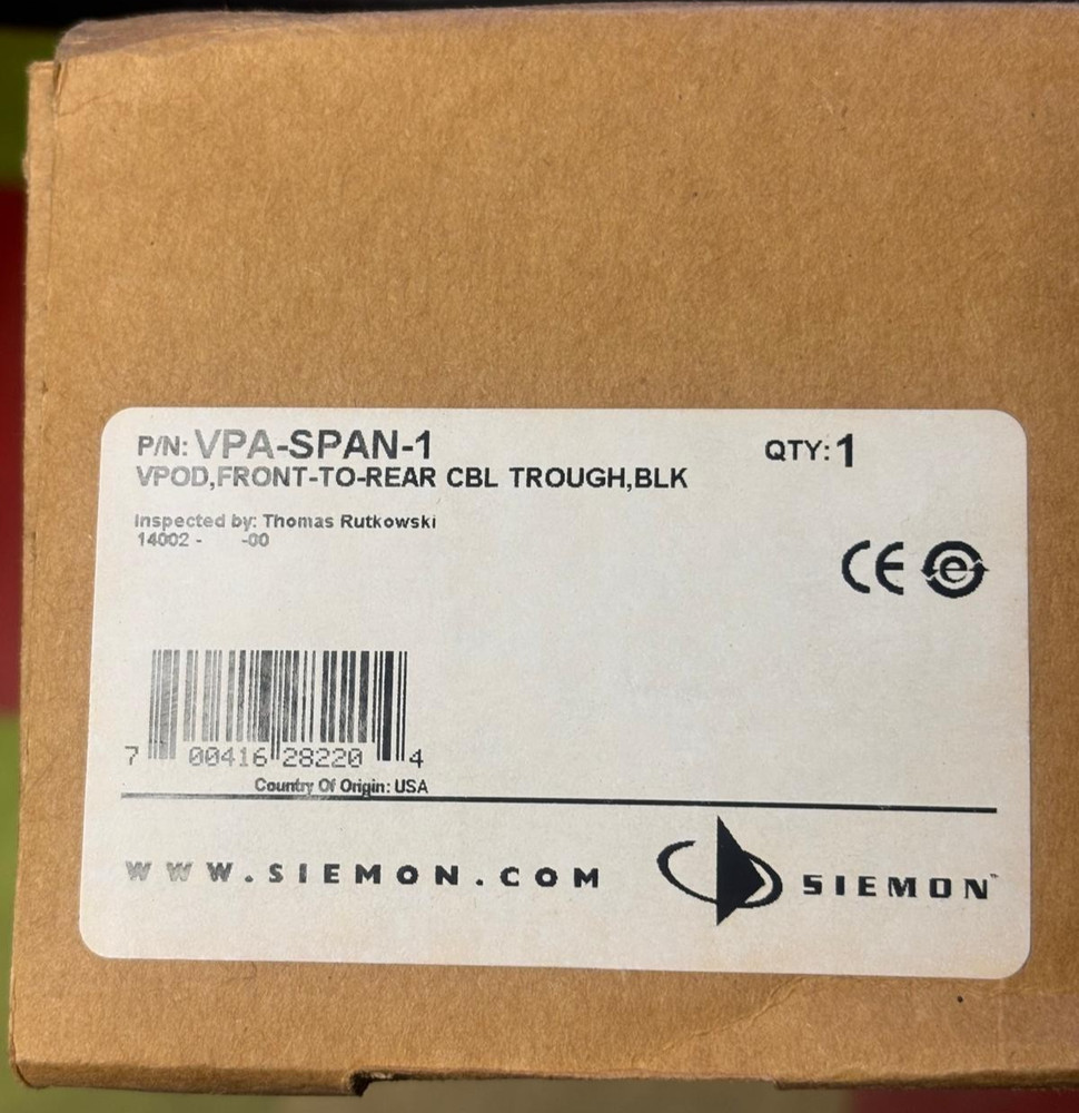 Siemon VPA-SPAN-1 VersaPOD Zero-U Cable Trough, Horizontal, Black