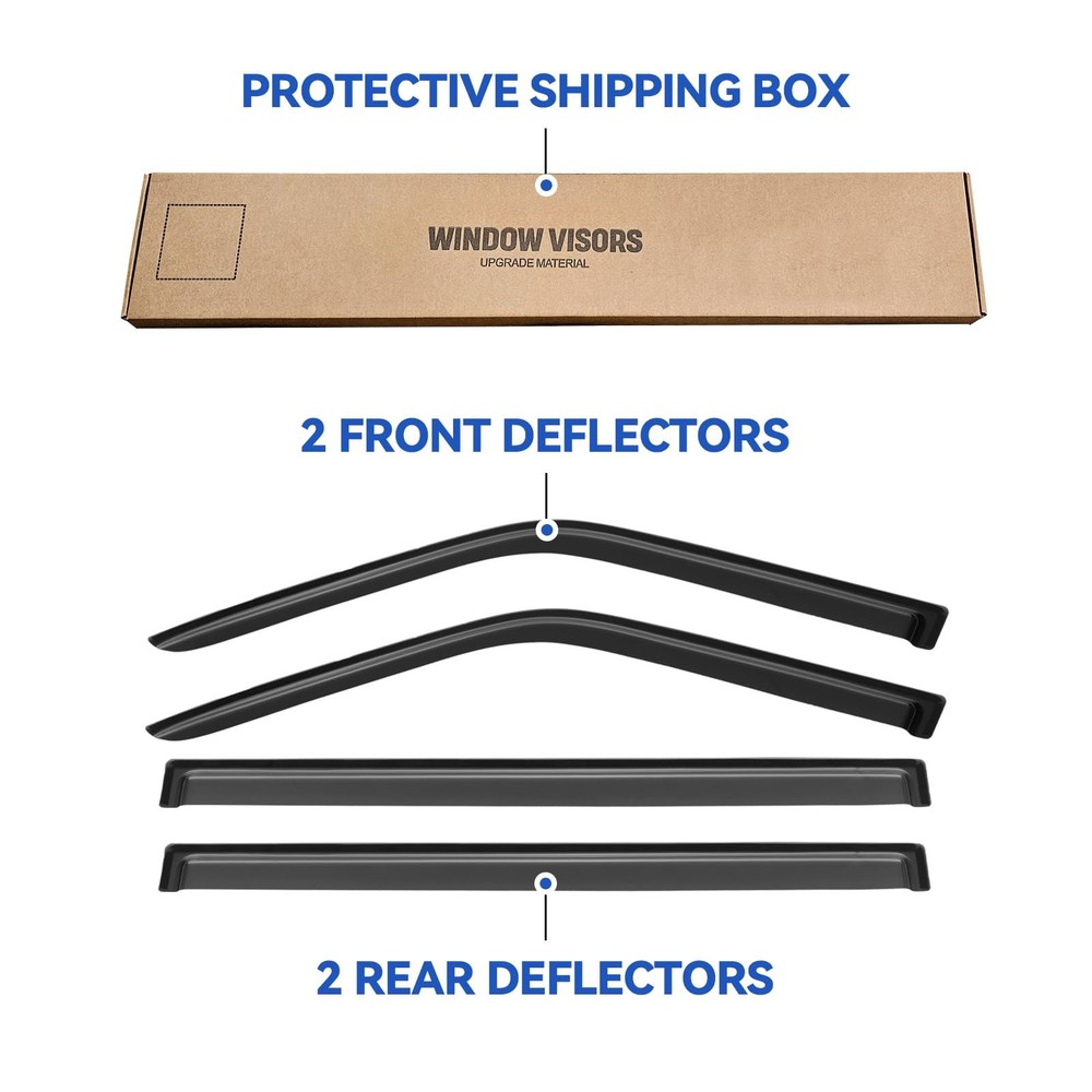 Window Visors Rain Guards Shield for 2009-2019 Ford Flex, Smoked
