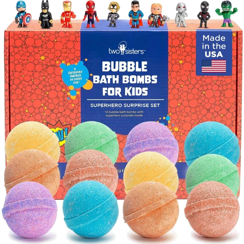 12 Aromatic Superhero Bath Bombs - Fun Enhancing Bath Experience for Kids