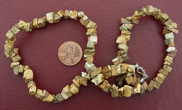 PICTURE JASPER CHIP BEADS 18" NECKLACE + CLASP