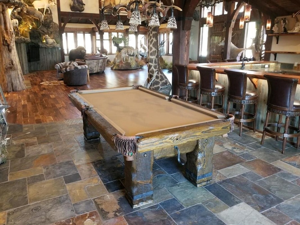 Hand-Crafted RUSTIC LOG Pool Table 'GRIZZLY' for Log Home, Cabin or Ranch