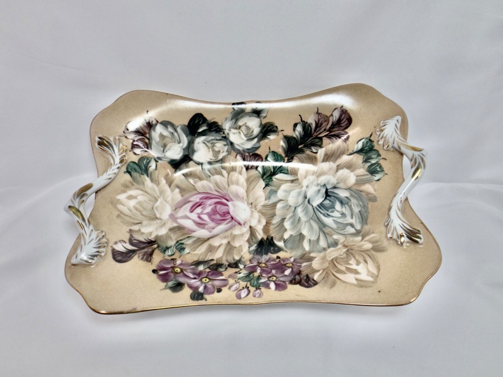 Floral Hand Painted Serving Dish With Handles