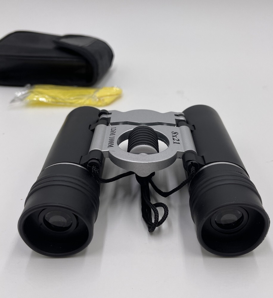 New Optics Binocular 8x21 Black Binoculars Binoculars + Case