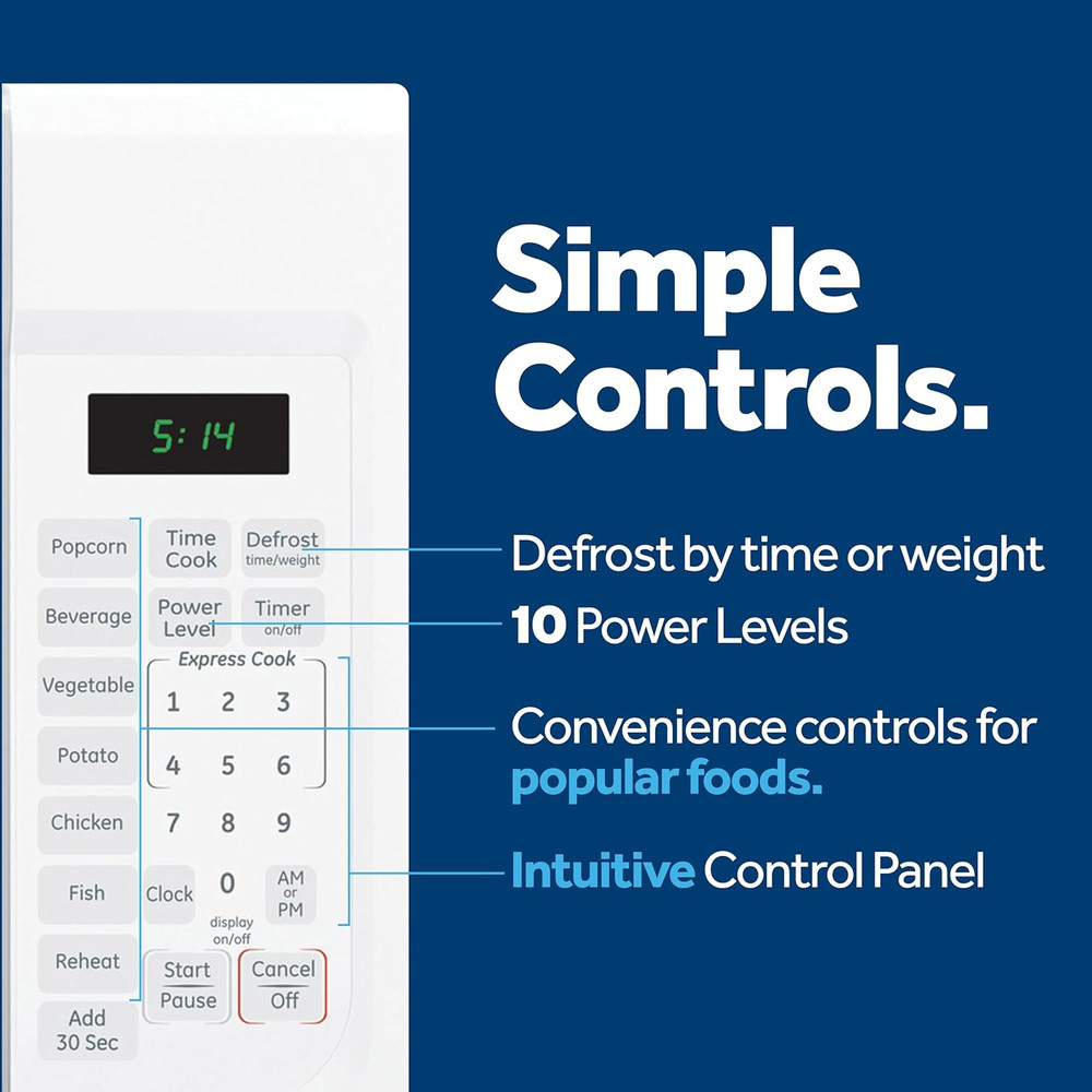 Compact 1.4 Cu. Ft Microwave Oven with 7 Auto Settings & Child Lock, White