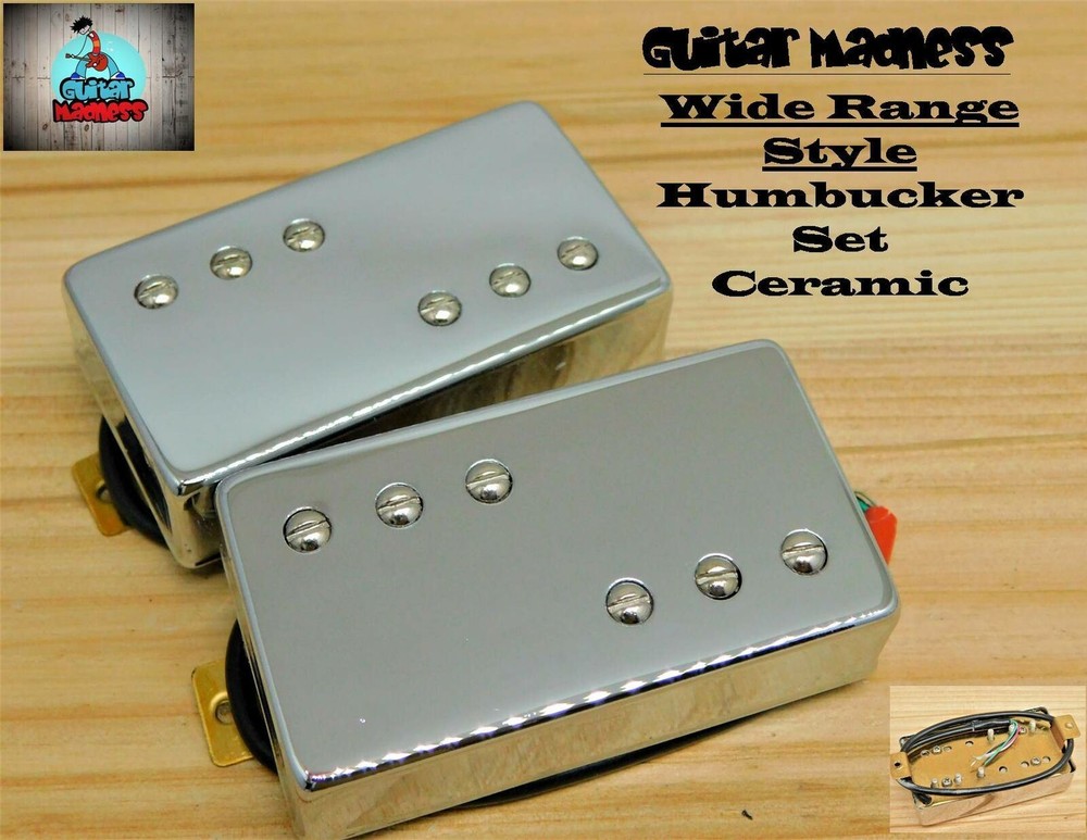 Chrome Wide Range Style Ceramic Humbucker Set (4-wire)